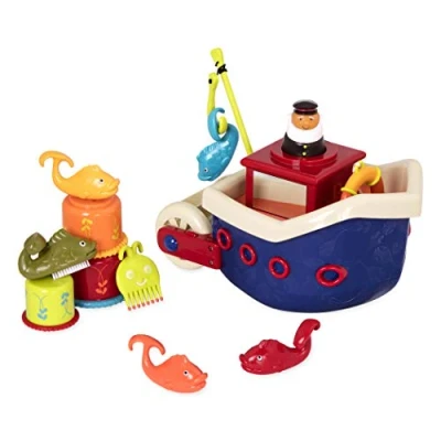 Afbeelding van B. toys Badspeelgoed voor baby&#039;s met boot, stapelbeker, vissen, visspelletje, babyspeelgoed, badkuip vanaf 1 jaar