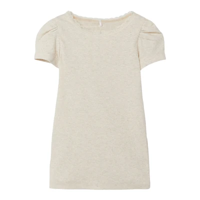 Afbeelding van NAME IT MINI ribgebreid T shirt NMFKAB met kant ecru