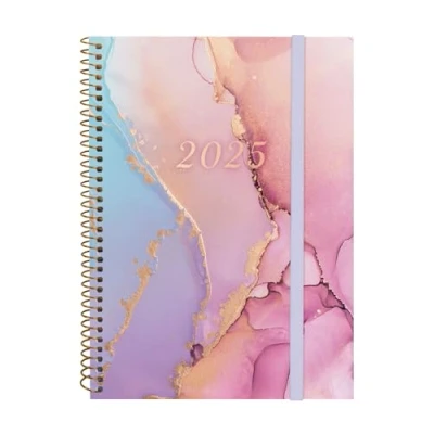 Afbeelding van Finocam Spiraalagenda Design Collection 2025, week op 1 pagina, horizontale presentatie, januari 2025 december (12 maanden) Goldy Frans