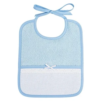Afbeelding van Filet Rechthoekig slabbetje van zacht katoenen badstof, met tas Aida stof voor borduurwerk en details kant, kleur blauw