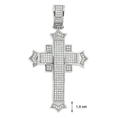 Afbeelding van Blinx Jewels Stalen Hanger Kruis Steentjes Zirkonia