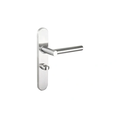 Afbeelding van Lavuzo deurkruk Grosetto RVS met afgerond schild WC63/8 badkamersluiting Per set