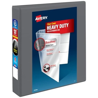 Afbeelding van Avery Duurzame 3 ringband, aanpasbare hoes, 3,8 cm brede binder, schuine ringen, 1 grijze map (79866)