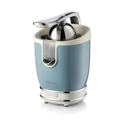 Afbeelding van Ariete 0413/05 Vintage elektrische citruspers 400 Watt 2 perskegels 600 ml inhoud blauw