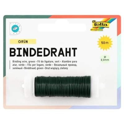 Afbeelding van folia 79158 binddraad, bloemendraad groen, 0,3 mm x 50 m, ideaal voor knutselwerk, bloemstukken en containers