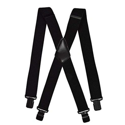 Afbeelding van Olata Heren Bretels met Extra Brede Banden, X vorm Ontwerp en Zwarte Clips 4 cm. Zwart