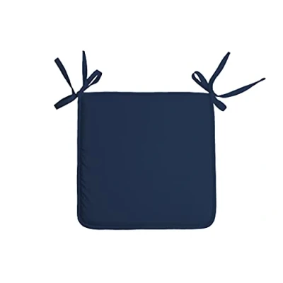 Afbeelding van Stof Textile Home stoelkussens donkerblauw 38 x 3 cm voor binnen touwtjes sluiting zitkussens plat vierkant
