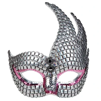 Afbeelding van Boland Oogmasker Venice brillanti Roze Volwassenen Burlesque Glamour Carnaval accessoire Venetiaans masker