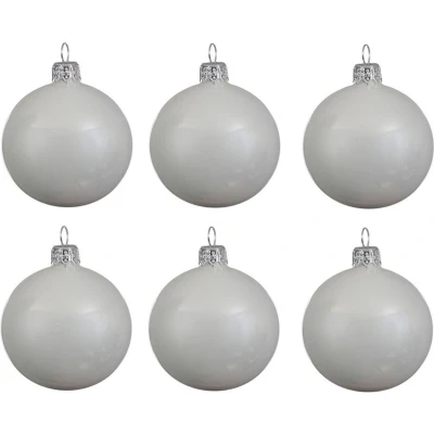 Afbeelding van Decoris Kerstballen 6 stuks winter wit glas glans cm