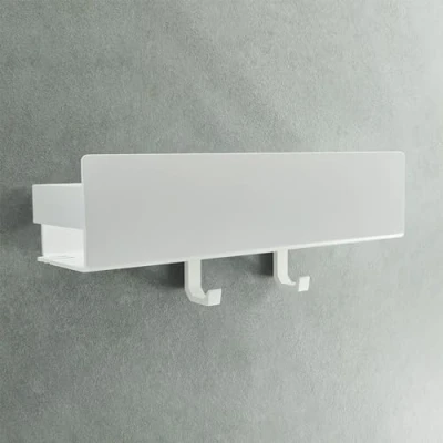 Afbeelding van Designfabrik Hamburg Doucheplank Zonder Boren I Badkamerrek Shampoohouder Zelfklevende Wandplank Badkamer Plank &amp; Organizer 2 Haken (Mat Zwart, 30 cm)