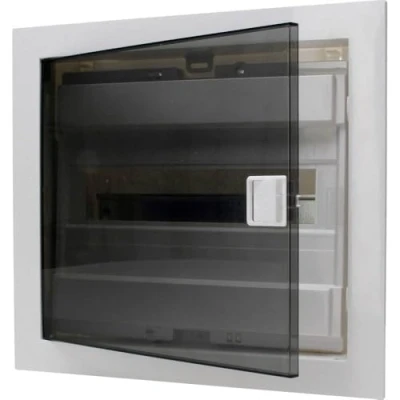 Afbeelding van Kopp 346001004 inbouw verdeelkast met plastic deur 1 rij voor 12 polen, grijs/zwart