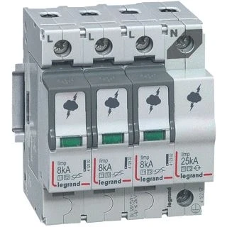 Afbeelding van Legrand overspanningsbeveiliger t2 3p n 20ka 1 2kv uc 320v 412227