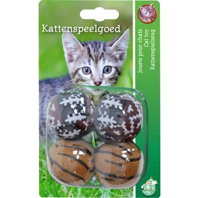 Afbeelding van boon kattenspeelgoed rammelbal pluche bruin a 4st Gebr de