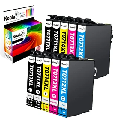 Afbeelding van Koala Set van 10 inktcartridges, compatibel met T0711, T0712, T0713, T0714 voor D78, D92, D120, DX4000, DX4050, DX4400, DX7450, DX8400, DX8450, DX9400, DX8400 4 zwart, 2 cyaan,