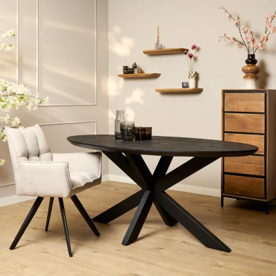 Afbeelding van Eettafel Brandy Black 180 cm Ovaal Meerdere afmetingen beschikbaar