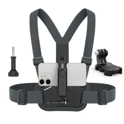 Afbeelding van Sametop Borsthouder voor mobiele telefoon, borstband, telefoonhouder houder, borsthouder, accessoire compatibel met iPhone, Samsung, GoPro DJI Osmo en de meeste