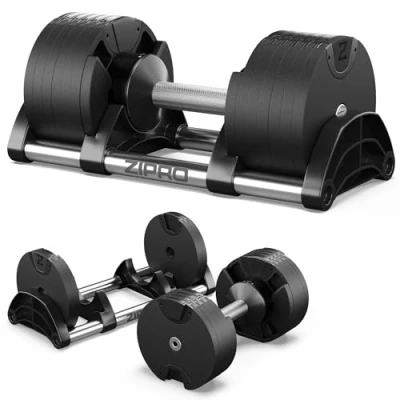 Afbeelding van Zipro Verstelbare ronde halters, antislip 24 kg, 1 stuk, instelbare gewichten, 12 instellingen, van 2 tot kg gewichtssysteem, krachttraining voor thuis, vorm, thuisgym