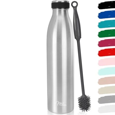 Afbeelding van Milu Roestvrijstalen Drinkfles 350ml 500ml, 750ml, 1000ml, 1.5L Thermosfles, Geïsoleerde Waterfles, Lekvrije Fles Dubbelwandig, Koolzuurhoudend (Roestvrij Staal, 1500ml)