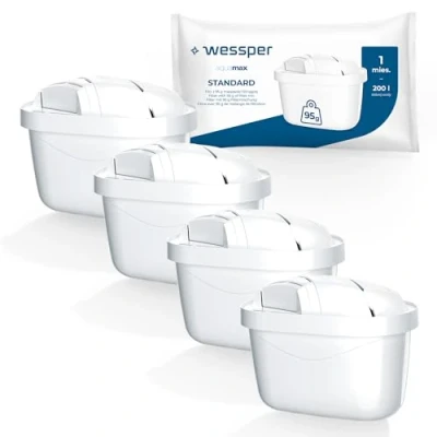 Afbeelding van Wessper Waterfilterpatronen, Vermindering van Chloor Compatibel met BRITA waterfilter Maxtra/Maxtra+, Elemaris, XL, Fun Set 4 Stuks