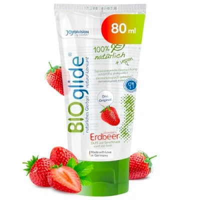 Afbeelding van JOYDIVISION Original BIOglide Aardbei glijmiddel 80 ml I 100% natuurlijk &amp; veganistisch op waterbasis met smaak geur Organisch geschikt voor latex condooms