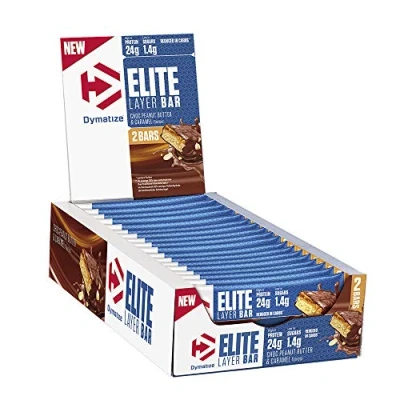 Afbeelding van Dymatize Elite Layer Bar 18repen Choco Peanut Butter &amp; Caramel