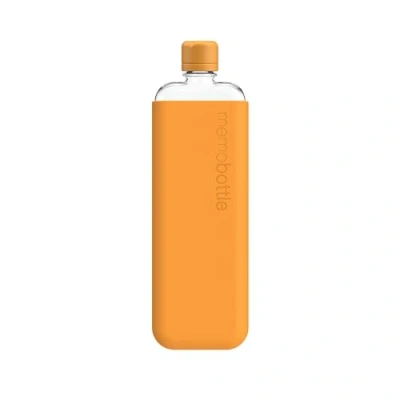 Afbeelding van memobottle SLIM (Mandarijn) Bundel 450 ml Fles, siliconen hoes en deksel Slanke, slanke platte waterfles voor tassen laptops, BPA vrij Tritan Modern, minimalistisch Ideaal