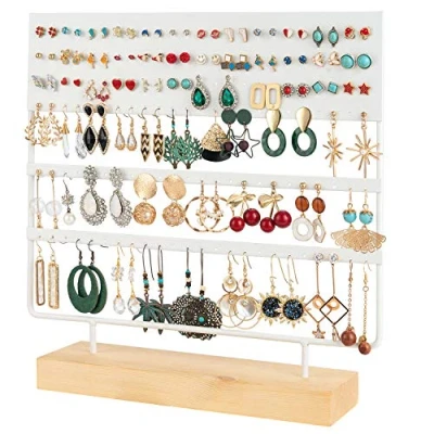 Afbeelding van QILICZ Sieradenstandaard, oorbelhouder, oorbelstandaard, 144 gaten, oorstekers, standaard, oorbel, organizer, sieradenhouder, oorsieraad display, sieradenopslag, 30 x cm, wit