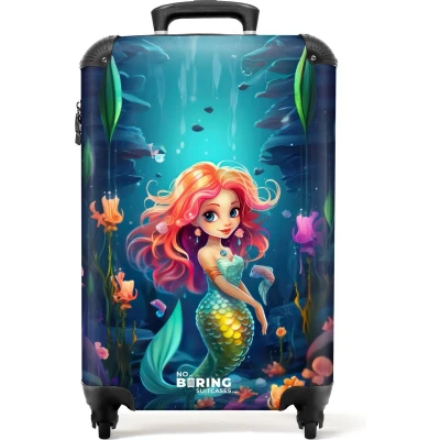 Afbeelding van NoBoringSuitcases.com® Kindertrolley zeemeermin Meisjes kinder koffer 55x35x25
