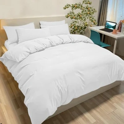 Afbeelding van Poligino Dekbedovertrek, 220 x 240 cm, met 2 kussenslopen, 50 80 beddengoed voor tweepersoonsbed, microvezel, wit