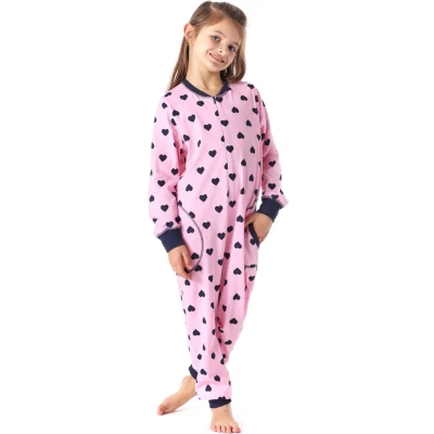 Afbeelding van Merry Style Kinder Pyjama ronde hals lange mouwen broek met zakken Katoen MS MS10 186 PJ Rosa Herzen Marine 158 164