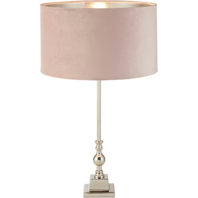 Afbeelding van Searchlight Tafellamp chroom Whitby met roze kap eu81214PI