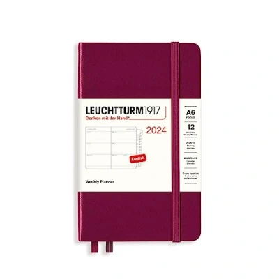 Afbeelding van LEUCHTTURM1917 367630 weekkalender Pocket (A6) 2024, 12 maanden, portrood, Engels