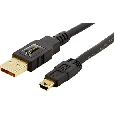 Afbeelding van Amazon Basics 7GUK USB A 2.0 naar Mini stekker, compatibel met persoonlijke computer, 1,8 m, zwart