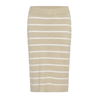Afbeelding van Kaffe Lizza Kokerrok, Dames, Maat: 40, Feather grey mel chalk stripe