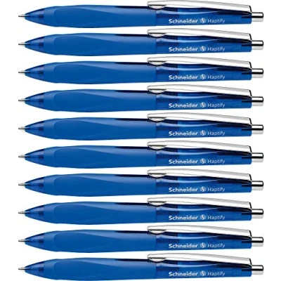 Afbeelding van balpen Schneider Haptify blauw omhulsel, blauwschrijvend doos met 10 stuks