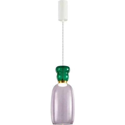 Afbeelding van Lucande hanglamp 1licht Glas, metaal H: 37 cm paars, donkergroen, mat wit Inclusief lichtbron
