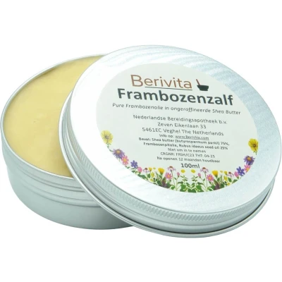 Afbeelding van Frambozen Zalf 100ml Blik Frambozenolie met Shea Butter Frambozenzalf bevat Pure Frambozenpitolie, Frambozenzaadolie