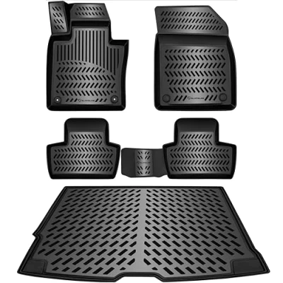 Afbeelding van ELMASLINE 3D rubberen matten &amp; kofferbakmatset voor VOLVO XC 60 (XC60) 2017 2024, middentunnel past niet in Recharge