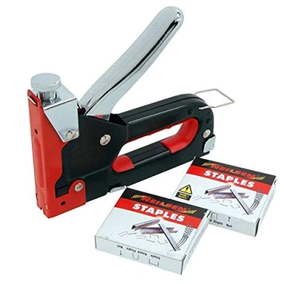 Afbeelding van NEILSEN TOOLS CT1609 heavy duty nietmachine voor gestoffeerde meubels, hout, oranje en zwart, 1 pak/S