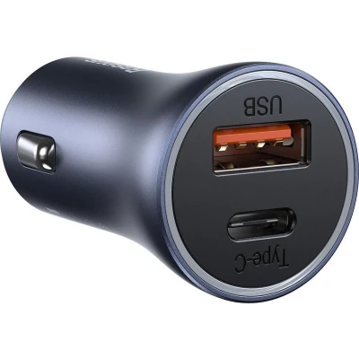 Afbeelding van 2 in 1 Autolader USB C &amp; A 4.0 40W Snellader Car Fast/Quick Charger Space Gray