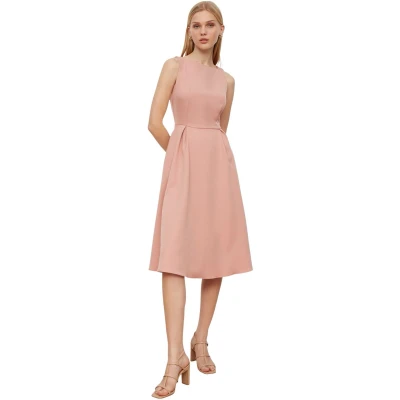 Afbeelding van Trendyol Mint Geplooide Gevoerde Midi Geweven Jurk Met Open Taille Twoss20El0980