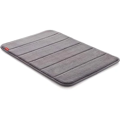 Afbeelding van Tatay Badmat Nuvola, 100% microvezel, antislip, absorberend, sneldrogend, zachte aanraking, geheugeneffect, wasbaar, grijs. Afmetingen 40 x 60 cm