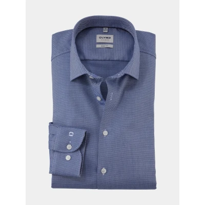 Afbeelding van OLYMP Level 5 body fit overhemd structuur royal blauw Strijkvriendelijk Boordmaat: 44