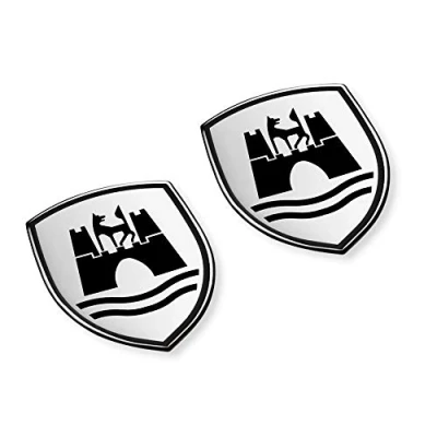 Afbeelding van Volkswagen 5C0064317ASXRW decoratiefolie set Wolfsburg wapen embleem satijnzwart chroom glans