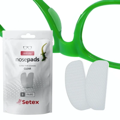 Afbeelding van Setex Gecko Grip Ultra Dunne 0,6 mm Anti Slip Neus Pads voor brillen, USA Made, Micro Structured Fibers, x 7 16 (5 paar Clear Pads)