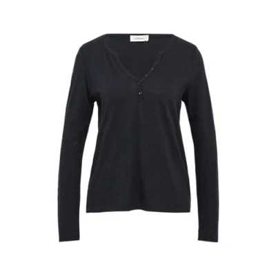 Afbeelding van s.Oliver MIT Henleyausschnitt UND Flammstruktur Longsleeve, Dames, Maat: 42, Navy