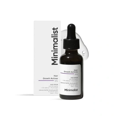Afbeelding van Minimalist Haargroei Actives 18% Haargroeiserum met procapil, Capixyl, Redensyl, Anagain &amp; Baicapil voor controle van haaruitval mannen en vrouwen, zwart, 30 ml (1 stuk)