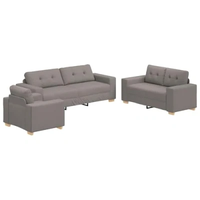 Afbeelding van vidaXL fauteuil Set van 3 Taupe Polyester stof Genoeg zitplaatsen