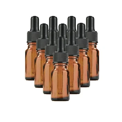 Afbeelding van 10Pcs Amber Glas Druppelflesjes Met Zwarte Doppen, 15ML Oogdruppelaar Flessen Voor Essentiële Oliepipet Hervulbaar