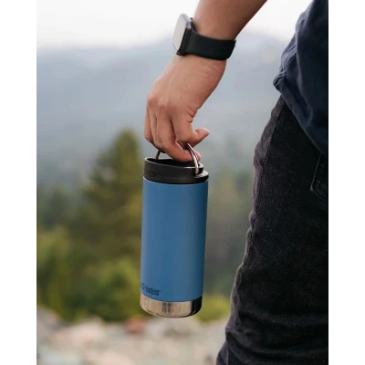 Afbeelding van Klean Kanteen Isolatiefles TKWide 355lml/12oz met koffiedop Corsair Blauw drinkbeker koffie to go beker